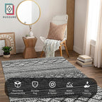 RUGSURE Washable Area Rugs 5' x 7' - 1/6 Thick - Moroccan-Inspired -Stain & Water Resistant Non-Slip - Resistant Rug for Living Room, Bedroom, Nursery, Pet & Child Friendly (Black)