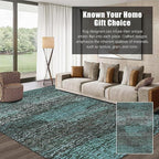 RUGSURE Washable Area Rug - 1/6 Thick - Stain & Water Resistant Non-Slip - Resistant Rug for Living Room, Bedroom, Nursery, Pet & Child Friendly, Vintage Charm Area Rugs (Green, 6' x 9')