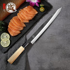MITSUMOTO SAKARI 11 Inch Sashimi Knife, Single-Bevel Japanese Knife with Tungsten Alloy Steel, for Professional Sushi Cutting & Fish Filleting