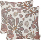 Mika Home Set of 2 Jacquard Tropical Leaf Pattern Throw Pillow Covers Decorative Pillowcase 20X20 Inches,Coral Cream